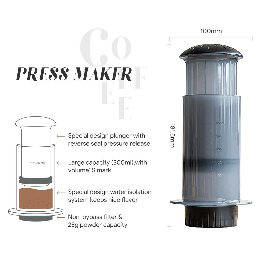 Portable Espresso Coffee Maker French Press Style With 300ml Brew Chamber Filters And Paper Kit 4