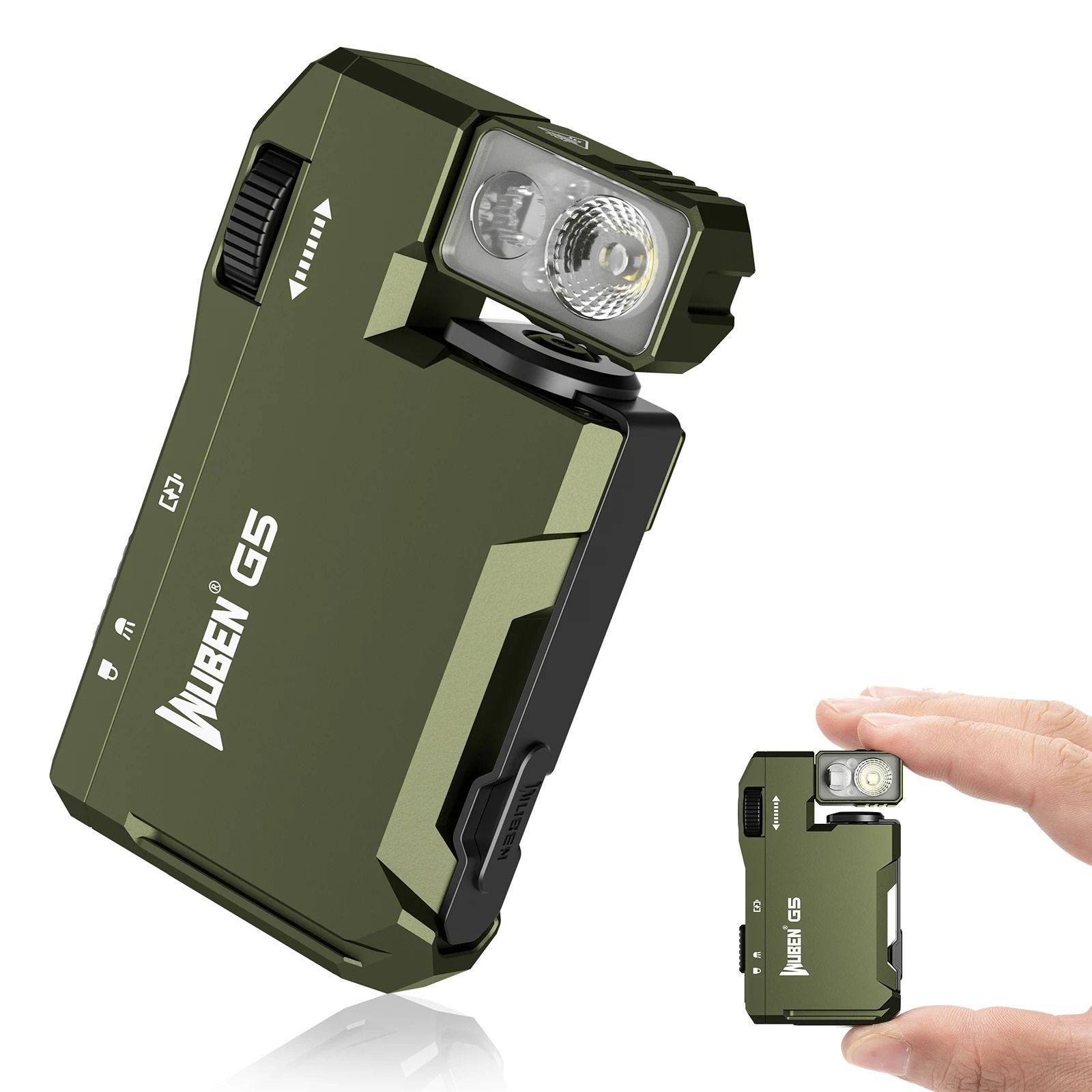 Rechargeable EDC Flashlight 400 Lumens Dual Light Mini Pocket Flashlight with RGB Light and Magnetic Clip