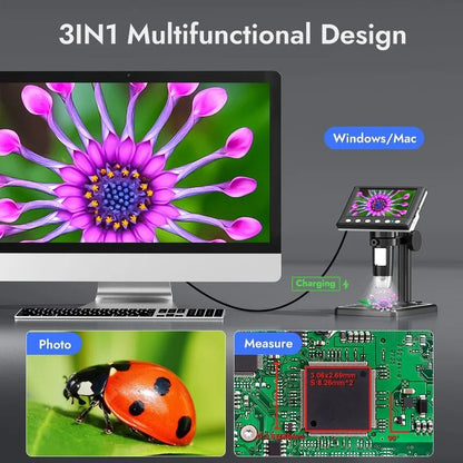 Digital Microscope 43 Inch 1000X Coin Microscope With 1080P Video And LED Lights 4