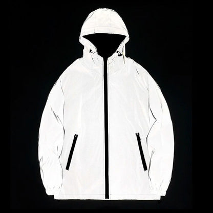 Reflective Night Jacket Waterproof Hooded Windbreaker for Men