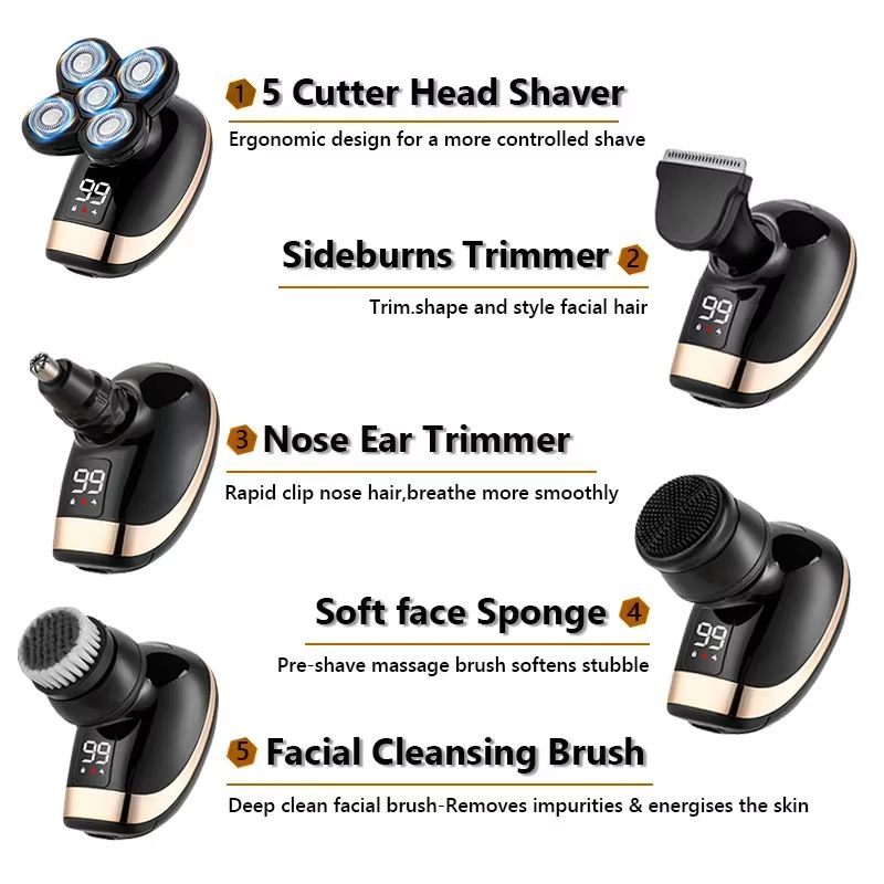 5in1 Electric Shaver For Men  Rechargeable Waterproof Razor With Beard Hair And Face Grooming Attac 3