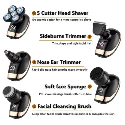 5in1 Electric Shaver For Men  Rechargeable Waterproof Razor With Beard Hair And Face Grooming Attac 3
