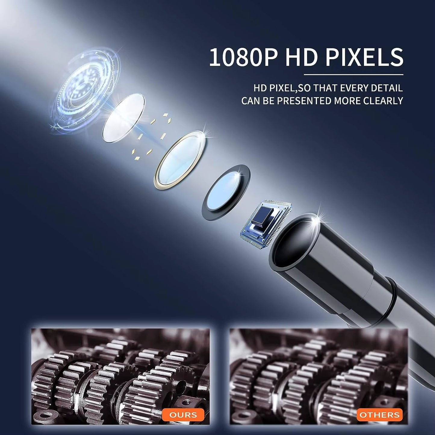 Industrial 1080P Waterproof Endoscope Camera  8 Mm Pipe  Automotive Inspection With BuiltIn Screen 3