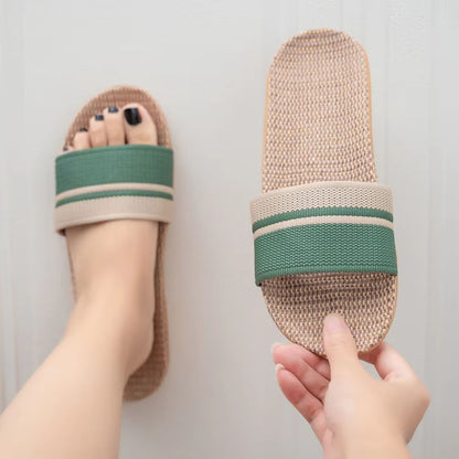 Womens Indoor Linen Slippers  Lightweight AntiSlip Summer House Shoes 1