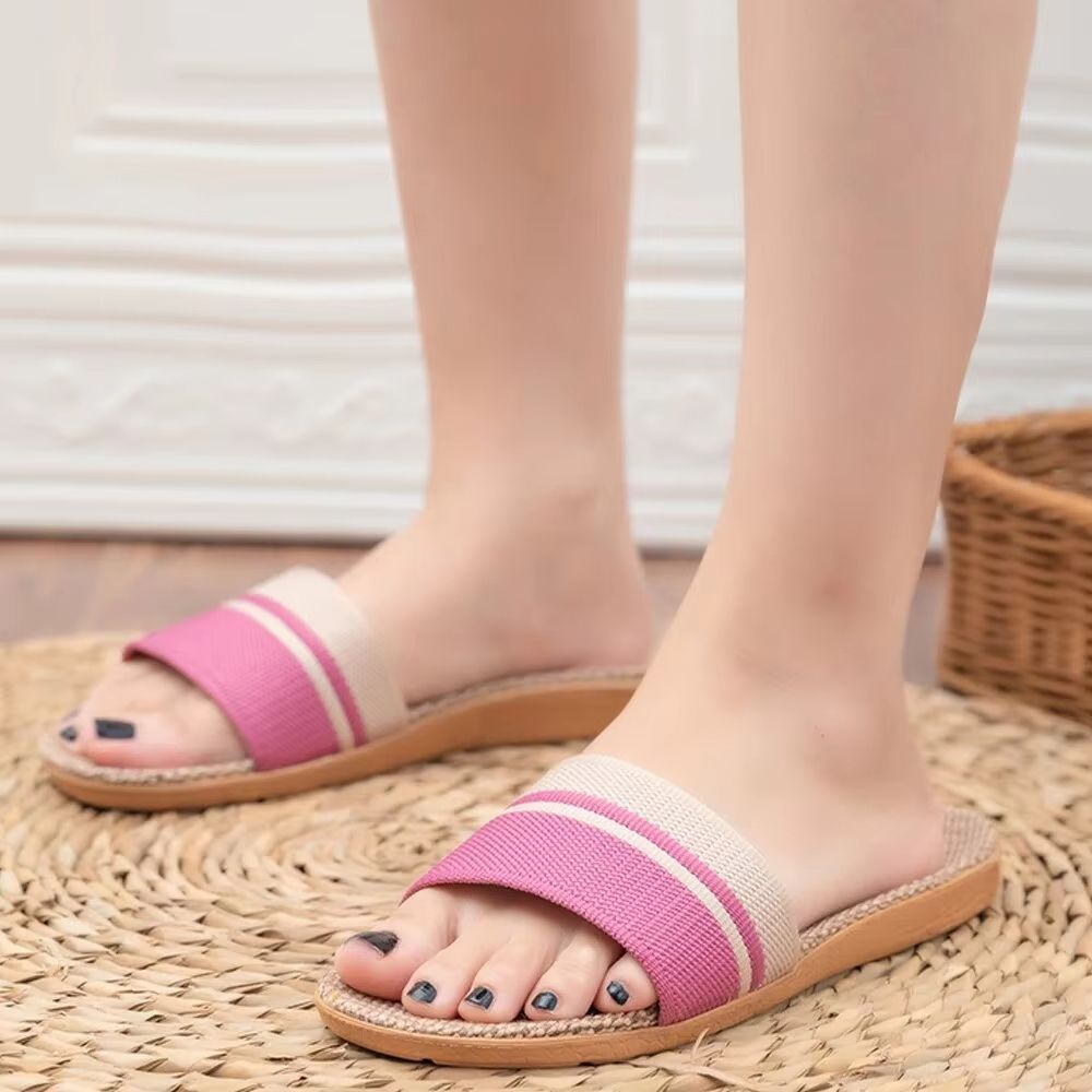 Womens Indoor Linen Slippers  Lightweight AntiSlip Summer House Shoes 5