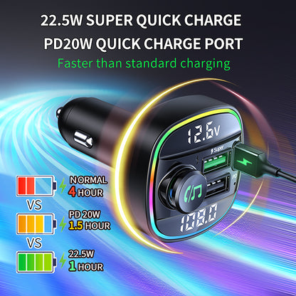 225W Super Fast Charge Bluetooth 50 FM Transmitter For Car Handsfree Call MP3 Player Dual USB Quick 3