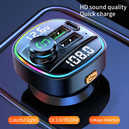 22.5W Super Fast Charge Bluetooth 5.0 FM Transmitter for Car, Handsfree Call, MP3 Player, Dual USB Quick Charge Adapter