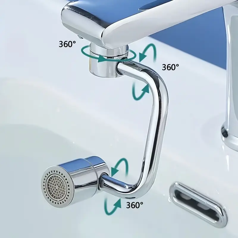 Swivel Kitchen Faucet Extender Stainless Steel Universal Splashproof Dual Mode Sink Attachment With 1