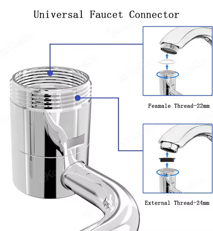 Swivel Kitchen Faucet Extender Stainless Steel Universal Splashproof Dual Mode Sink Attachment With 4