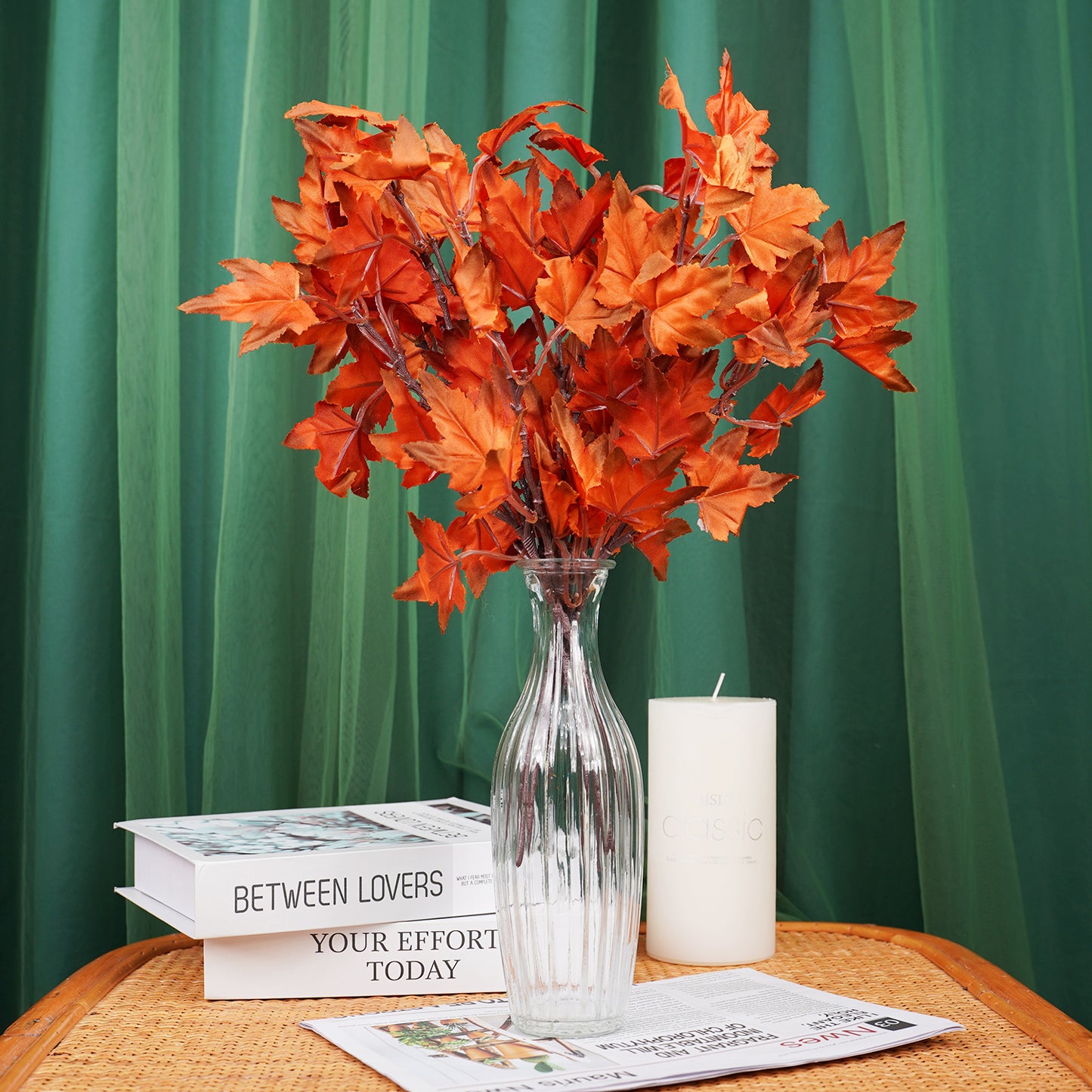 Fall Artificial Maple Leaf Flowers Bouquet Fake Plant For Home Room Decor Wedding Party Decoration  1