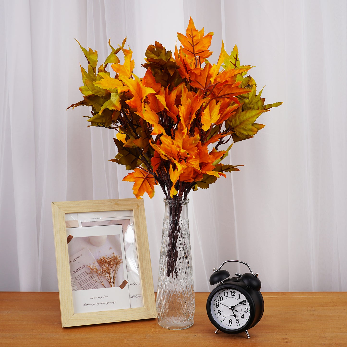 Fall Artificial Maple Leaf Flowers Bouquet Fake Plant For Home Room Decor Wedding Party Decoration  2