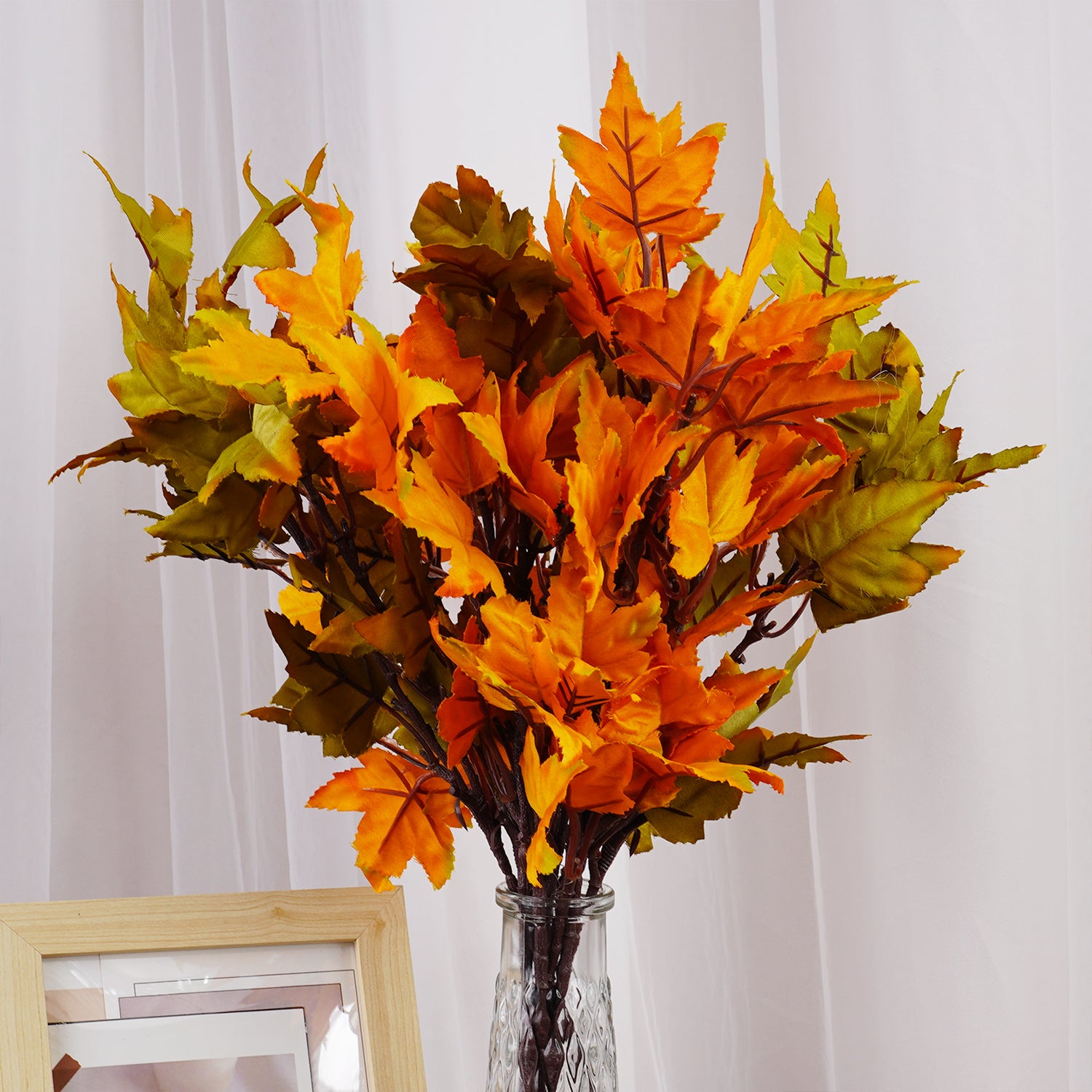 Fall Artificial Maple Leaf Flowers Bouquet Fake Plant For Home Room Decor Wedding Party Decoration  3