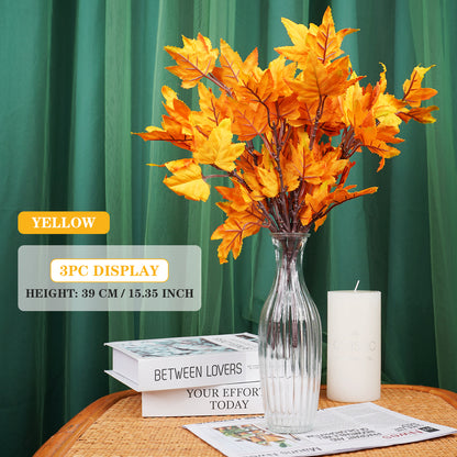 Fall Artificial Maple Leaf Flowers Bouquet Fake Plant For Home Room Decor Wedding Party Decoration  6