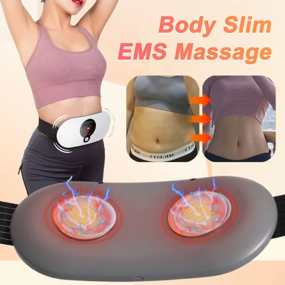 EMS Abdominal Slimming Belt with Heating & Muscle Massage – Electric Waist Trainer for Fat Burning & Toning