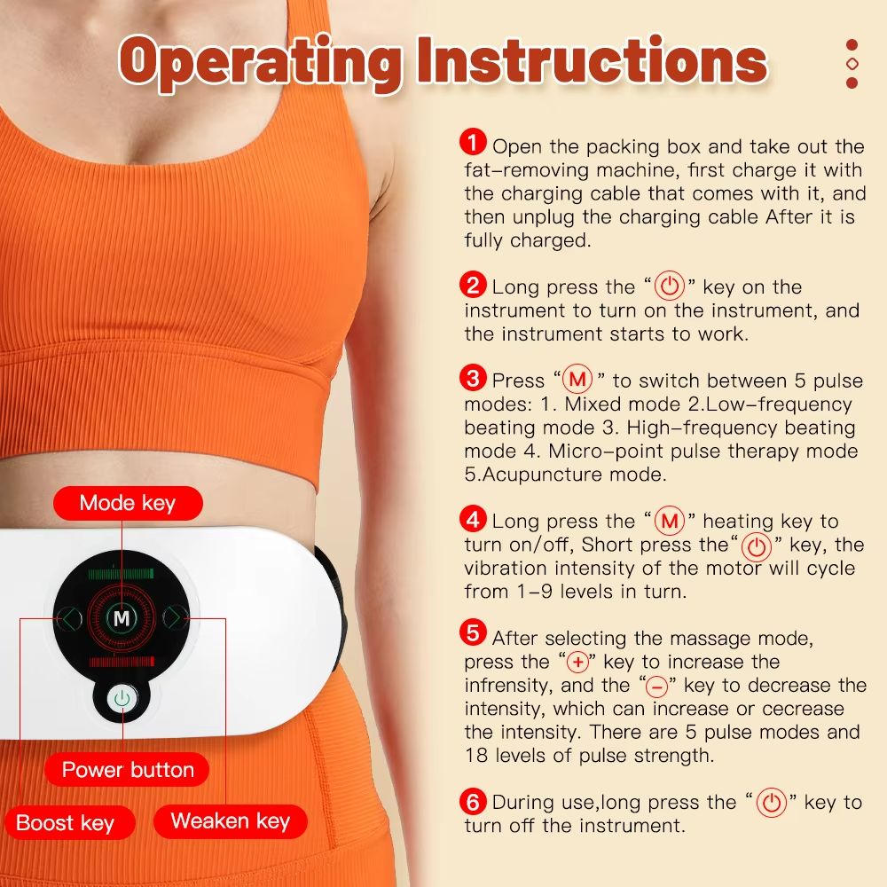 EMS Abdominal Slimming Belt With Heating  Muscle Massage  Electric Waist Trainer For Fat Burning  T 5