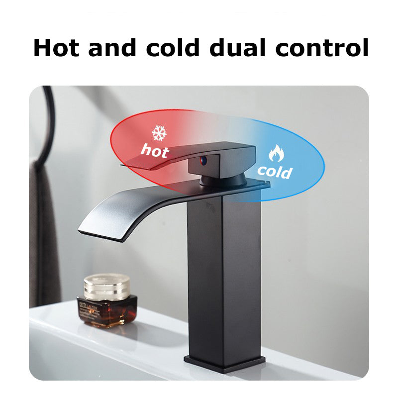 Premium Bathroom Copper Core Waterfall Stainless Steel Basin Faucet Kitchen Wash Basin Hot And Cold 2