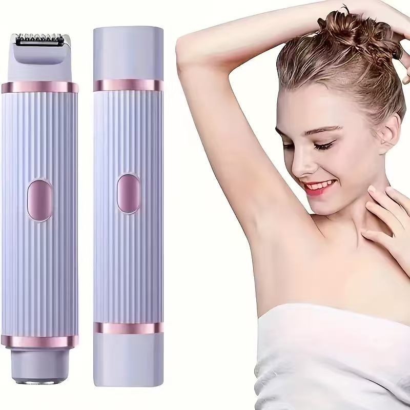 2-in-1 Womens Electric Shaver Trimmer, Portable Wet, Dry Hair Remover for Eyebrows, Face, Legs, Armpits
