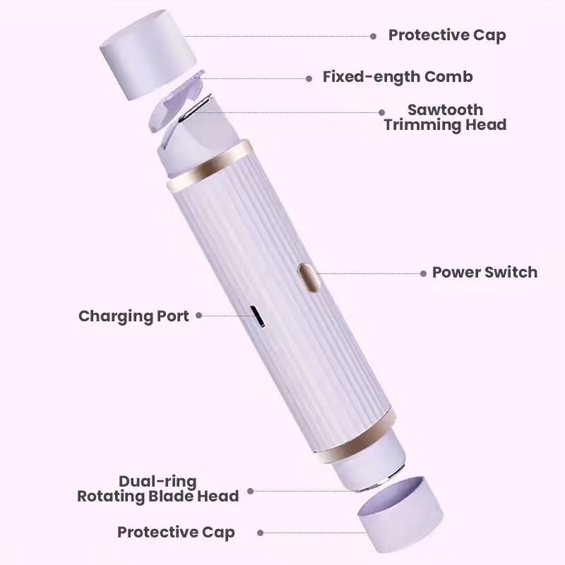 2-in-1 Womens Electric Shaver Trimmer, Portable Wet, Dry Hair Remover for Eyebrows, Face, Legs, Armpits