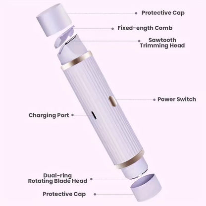 2-in-1 Womens Electric Shaver Trimmer, Portable Wet, Dry Hair Remover for Eyebrows, Face, Legs, Armpits