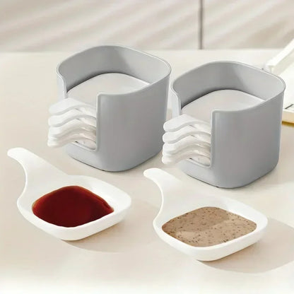 7pcs/set Sauce Dish Set, Dipping Dish Bowls for Snack Seasoning, Tomato Sauce Plates, Kitchen Food Containers, Serving