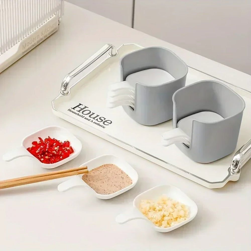 7pcs/set Sauce Dish Set, Dipping Dish Bowls for Snack Seasoning, Tomato Sauce Plates, Kitchen Food Containers, Serving