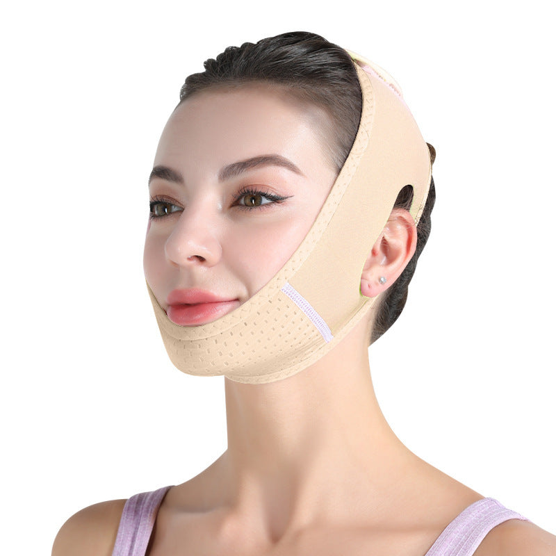 Reusable V Face Lift Bandage, Double Chin Reducer with Soft, Adjustable, Breathable Fabric for Anti-Sagging, Sleep