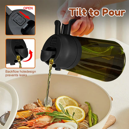 470ML Light-Blocking Dark Oil Sprayer for Cooking, 2-in-1 Olive Oil Dispenser & Mister Bottle in Dark Green Glass