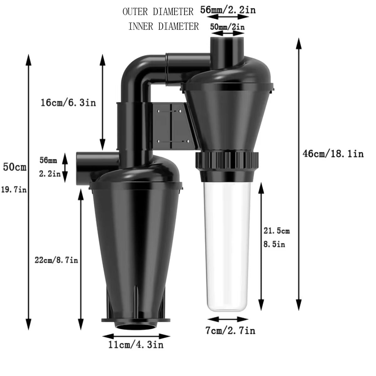 Double Filtration Cyclone Dust Collector  Turbocharged 50mm Shop Vac Separator For Woodworking 1