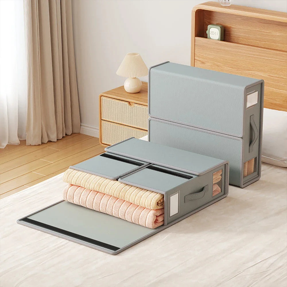 Creative 4Piece Bed Sheet Storage Box Set Fabric Organizer For Wardrobe Blanket  Quilt Covers 3