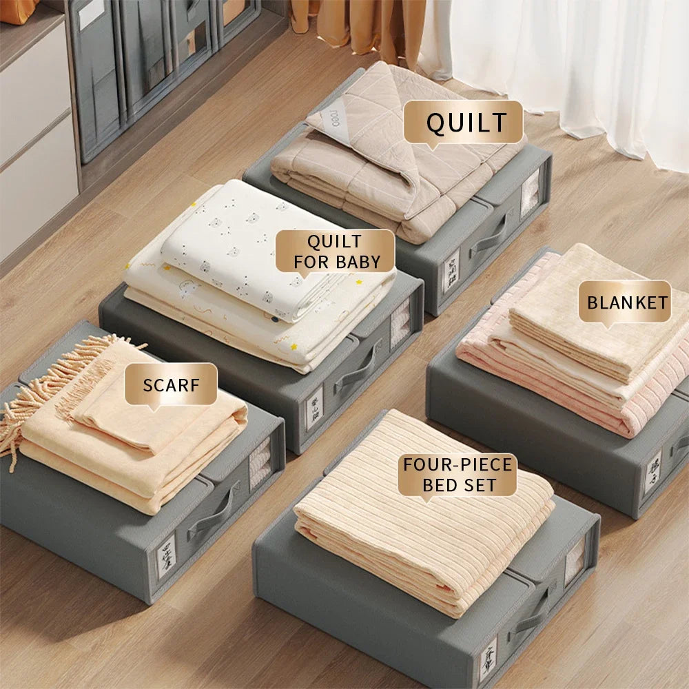 Creative 4Piece Bed Sheet Storage Box Set Fabric Organizer For Wardrobe Blanket  Quilt Covers 4