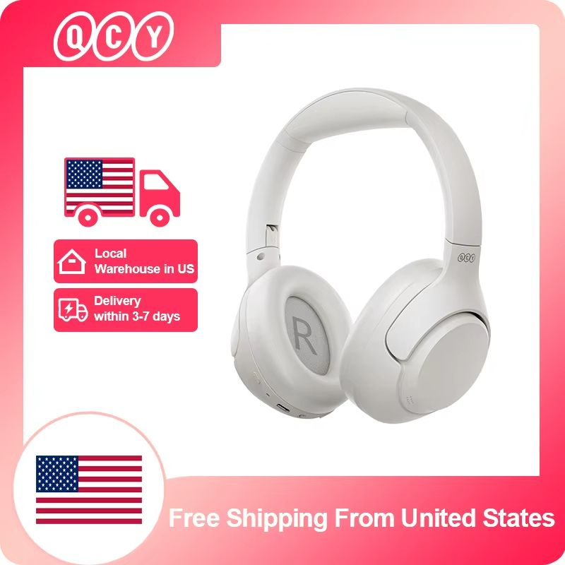 QCY H3 ANC Wireless Headphones – 43dB Active Noise Cancelling Bluetooth 5.4 Over-Ear Headset with Hi-Res Audio & 60H Pla