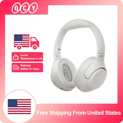 QCY H3 ANC Wireless Headphones – 43dB Active Noise Cancelling Bluetooth 5.4 Over-Ear Headset with Hi-Res Audio & 60H Pla