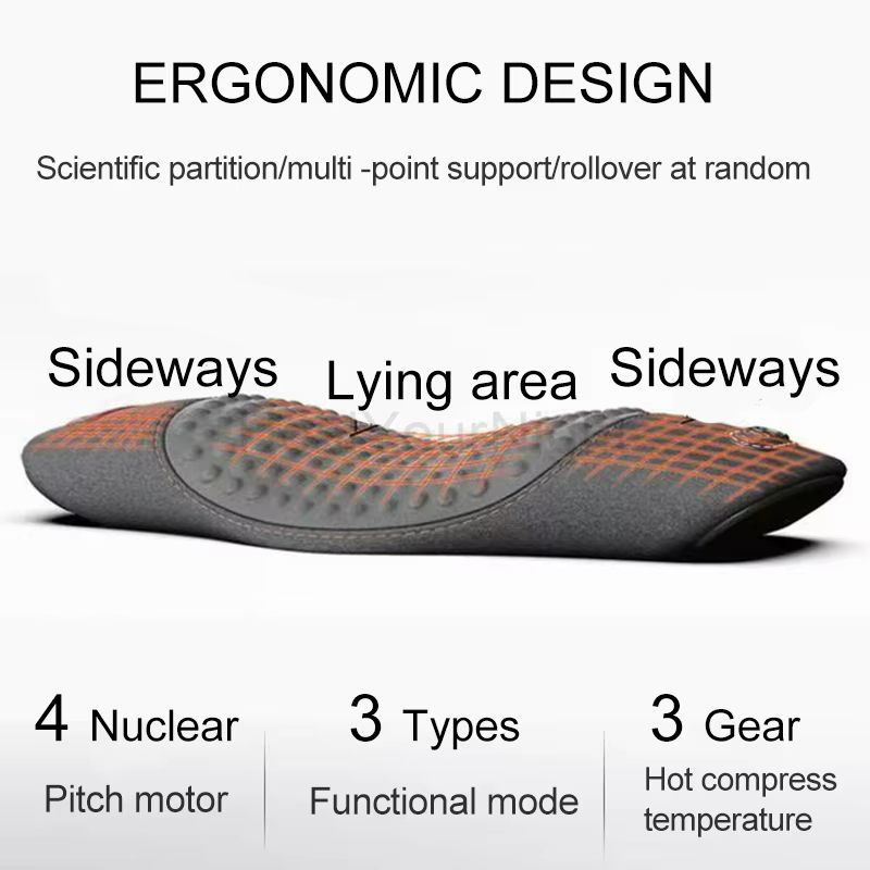 Heated Waist Support Pillow  Electric Massage Sleep Pad For Back Pain Relief  Bedtime Comfort 1