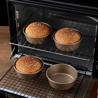 4 Inch Carbon Steel Cake Pan Mold, Mini Round Tart & Cheesecake Pan for Air Fryer, Oven, DIY Bakery Bread Jelly Pudding