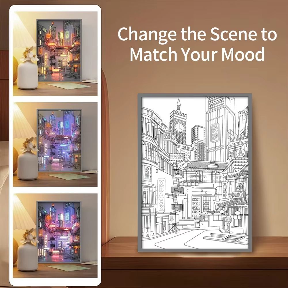 LED City Night View Wall Light  HD Light Painting With USB Dimming For Romantic Home Decor 4