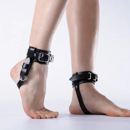 Adjustable Black Ankle Harness With Buckle Straps  Handmade Fashion Accessory For Cosplay And Costu 6