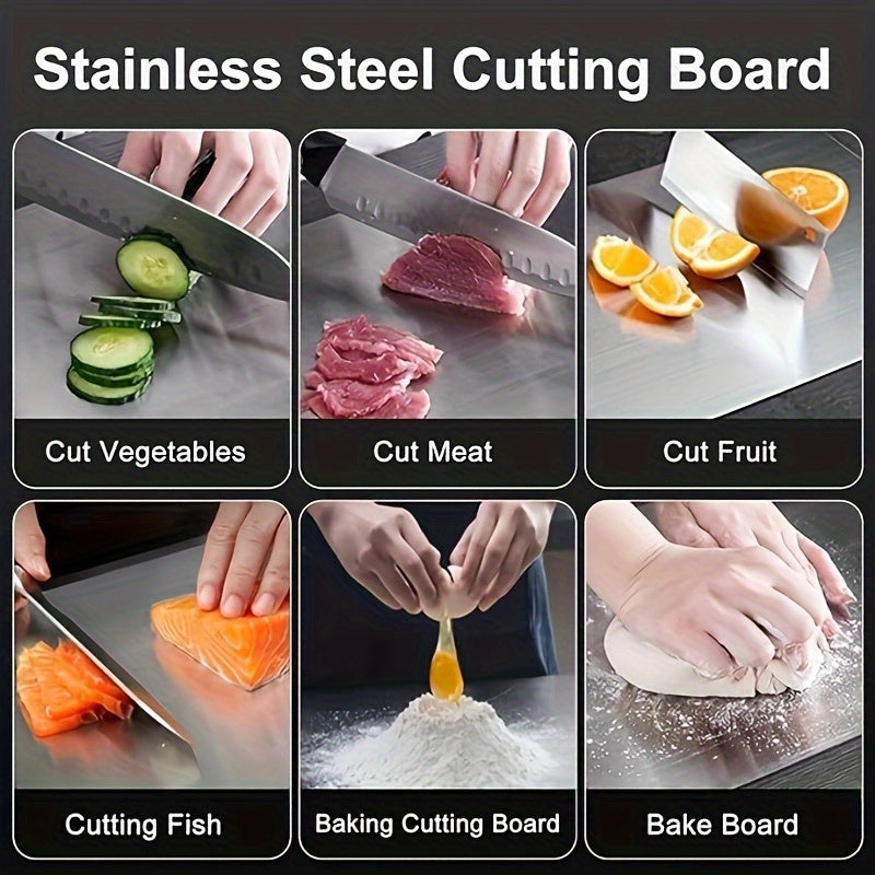 Stainless Steel Cutting Board Set Food Contact Safe Boards For Vegetable Meat  Bread Slicing Easy C 3