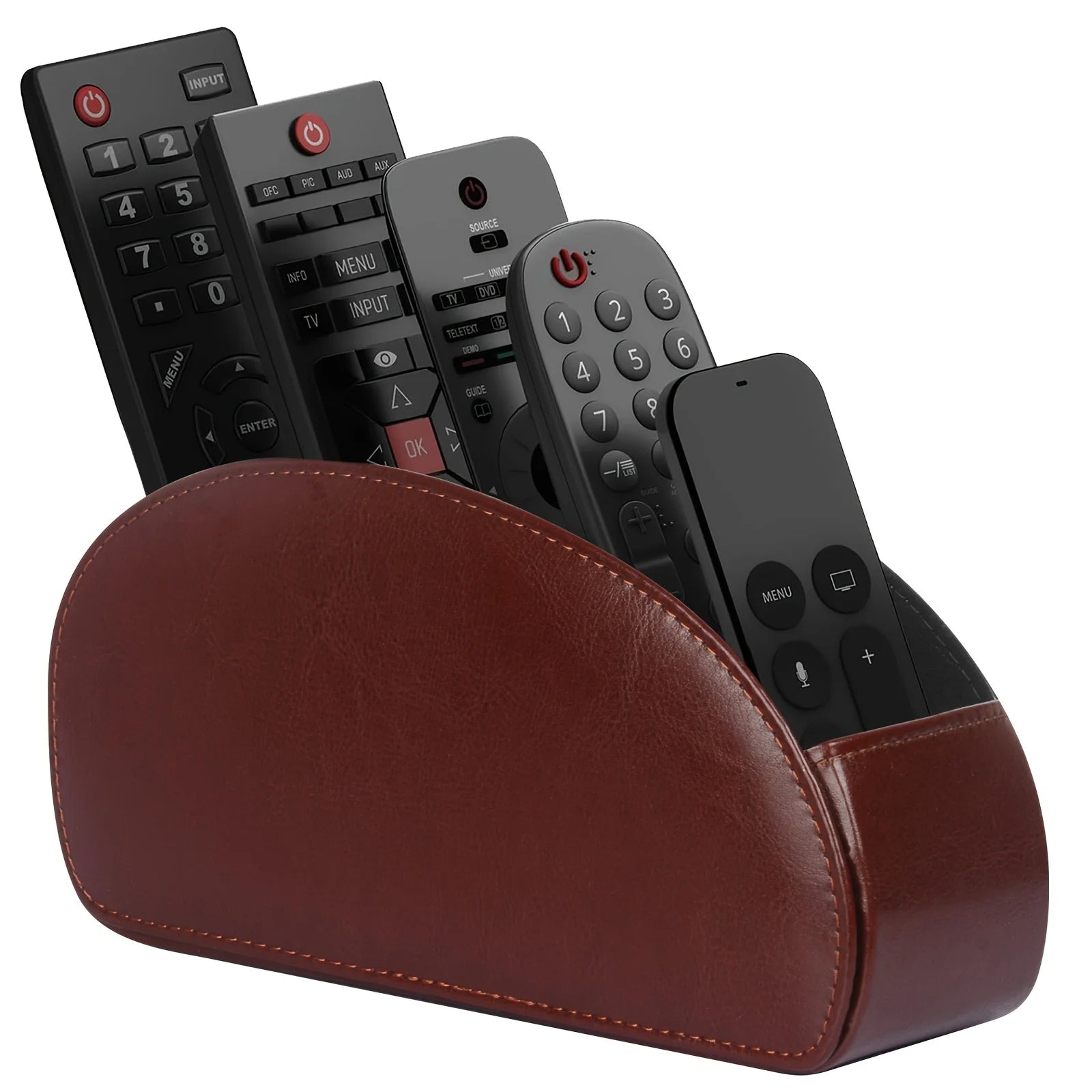 Premium Leather Remote Control Holder with Compartments Remote Control Box, Desktop Organizer for Media Player & Heat