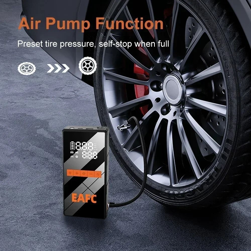 12V Car Jump Starter 4 In 1 Portable Tire Inflator Air Compressor Power Bank With Fast Charging 2