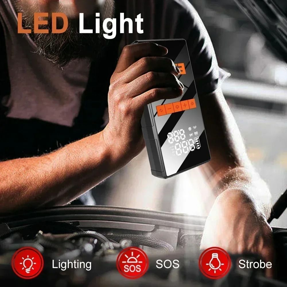 12V Car Jump Starter 4 In 1 Portable Tire Inflator Air Compressor Power Bank With Fast Charging 3