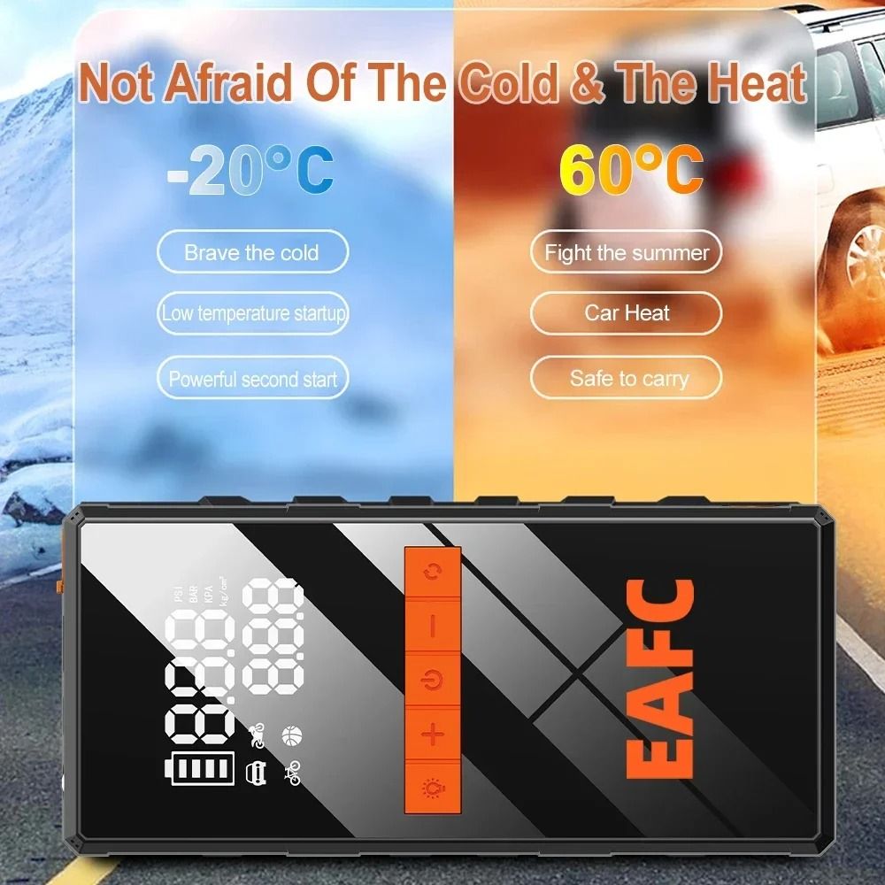 12V Car Jump Starter 4 In 1 Portable Tire Inflator Air Compressor Power Bank With Fast Charging 4