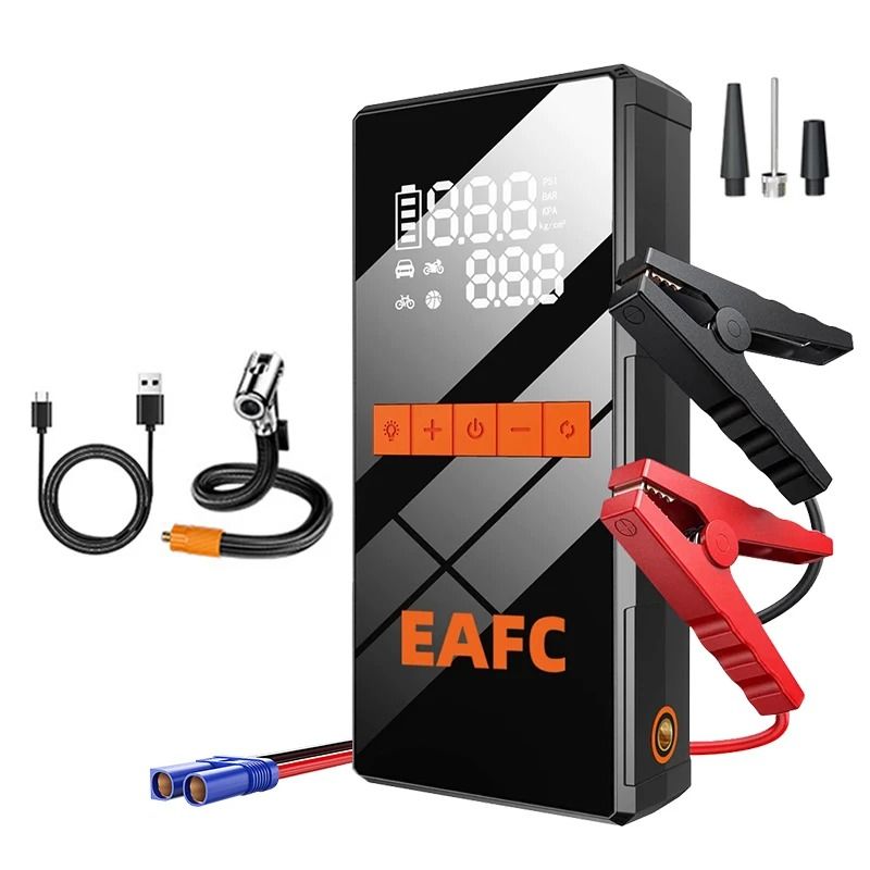 12V Car Jump Starter 4 In 1 Portable Tire Inflator Air Compressor Power Bank With Fast Charging 6