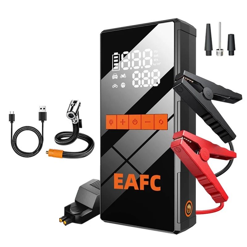 12V Car Jump Starter 4 In 1 Portable Tire Inflator Air Compressor Power Bank With Fast Charging 7