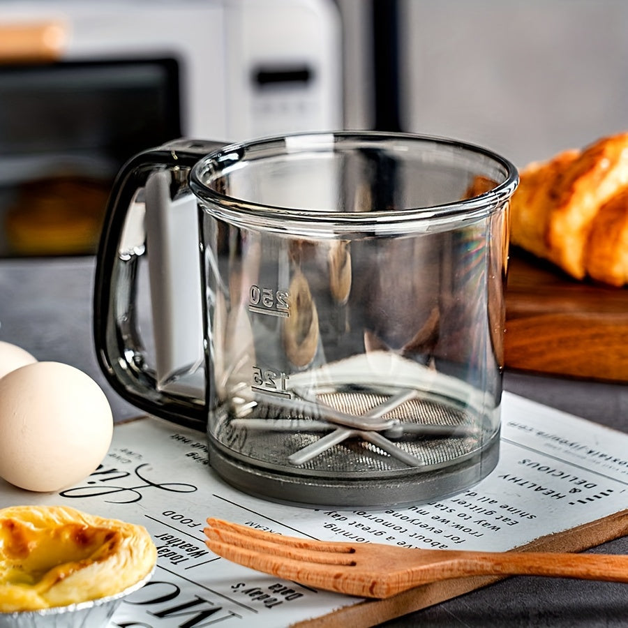 Semi-Automatic Flour Sifter with Hand Press Design Transparent Flour Sieve, Non-Stick Baking Tool for Effortless Kitchen