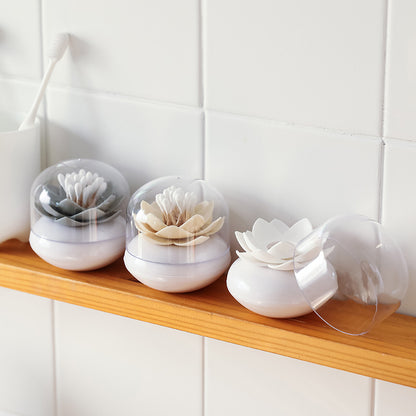 Lotus Shape Q-tip Holder Cotton Swab Storage Box with Lid, Multipurpose Toothpick Holder Bathroom Organizer