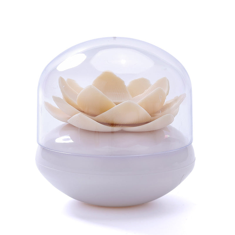 Lotus Shape Qtip Holder Cotton Swab Storage Box With Lid Multipurpose Toothpick Holder Bathroom Org 8