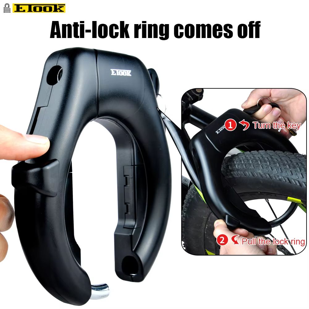 ETOOK Heavy-Duty Bike Lock – Anti-Theft Hardened Steel Horseshoe Lock for Road and Mountain Bicycles