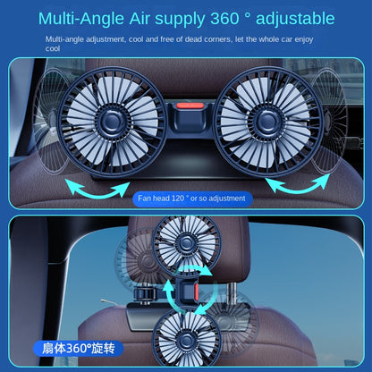 Dual Head Car Fan Speed Car Seat Back Cooling Fan USB Rechargeable Rotatable Neck Cooler for Summer Driving Comfort
