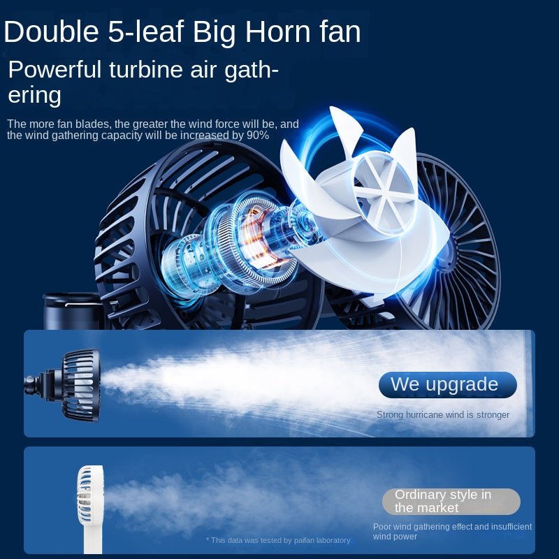 Dual Head Car Fan Speed Car Seat Back Cooling Fan USB Rechargeable Rotatable Neck Cooler for Summer Driving Comfort