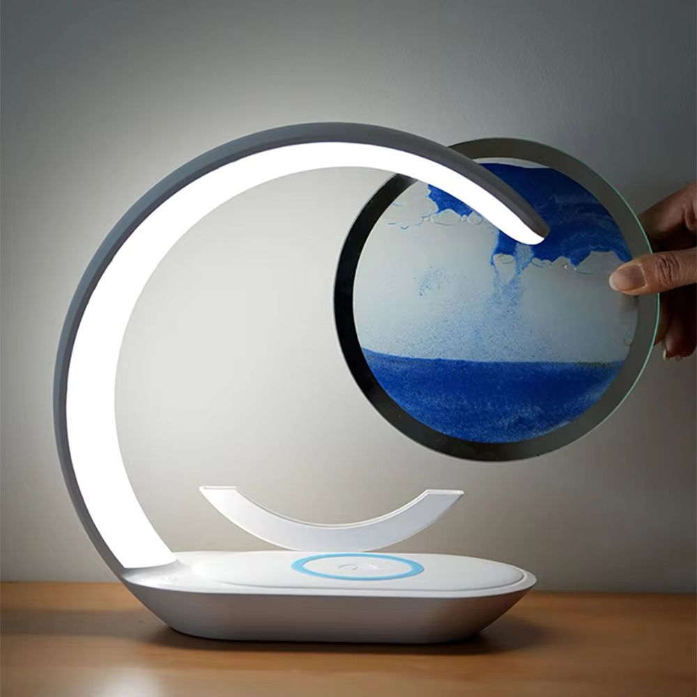 Quicksand Table Lamp With Wireless Charging  3D Sand Art Night Light  Desk Lamp For Home Or Office  1